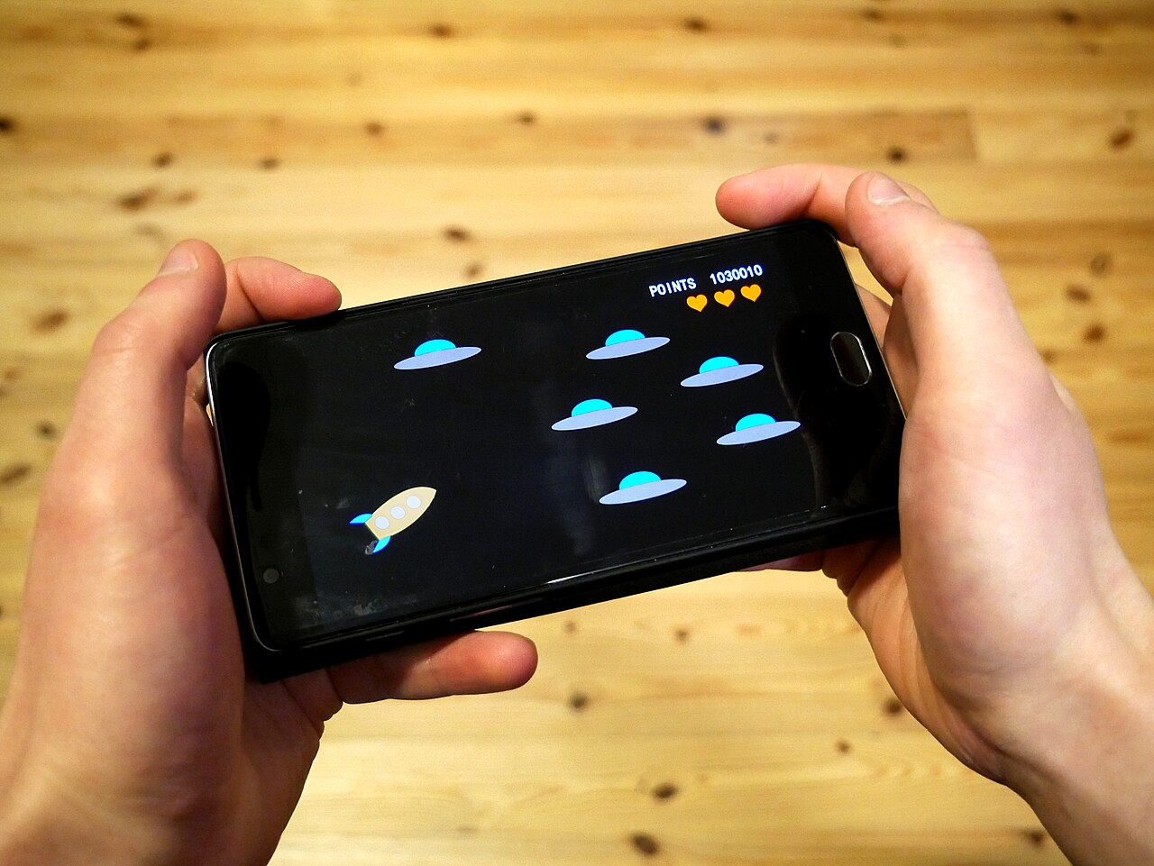 Playing with smartphone