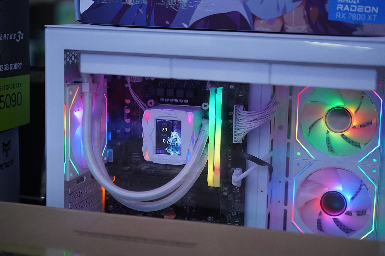 Ricer gaming PC with CPU watercooler